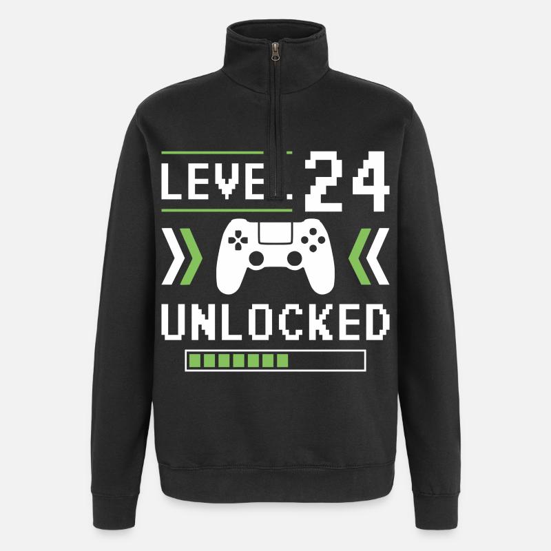 24th Birthday Level 24 unlocked - Quarter-Zip Sweatshirt - black