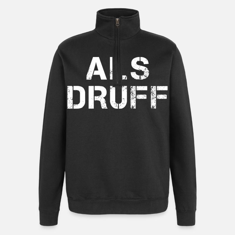 ALS DRUFF Hessian Saying Hesse - Quarter-Zip Sweatshirt - black