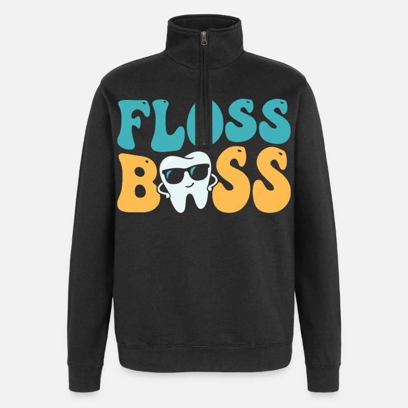 Assistant dentaire dentaire Floss - Sweat à zip 1/4 - noir