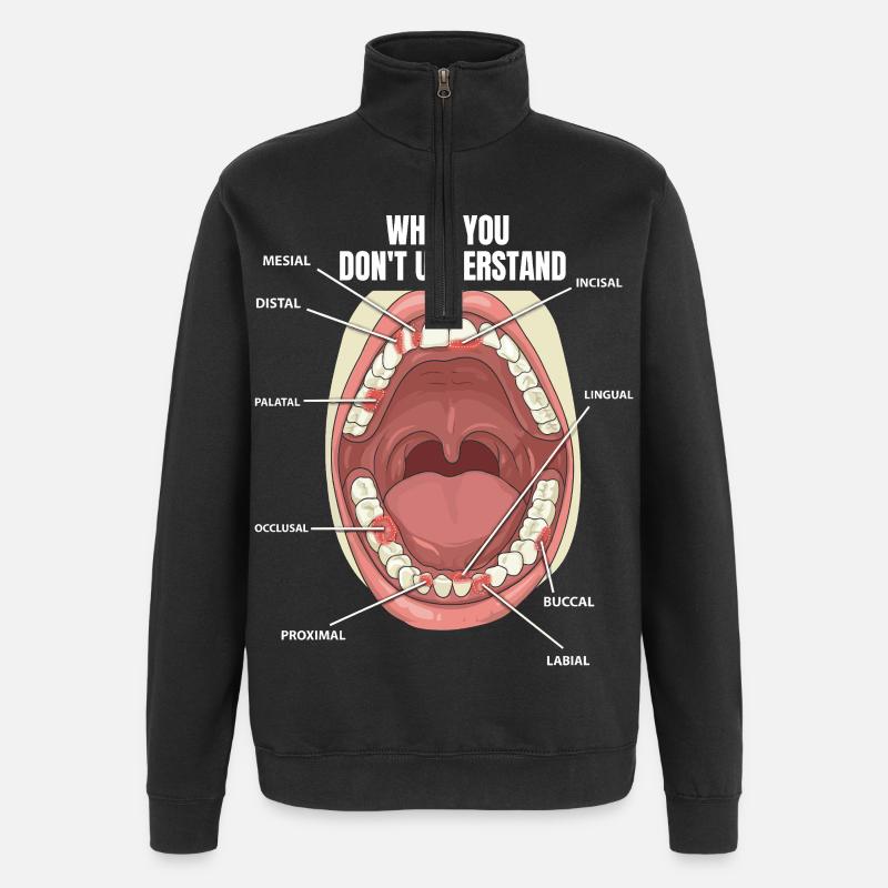 Surfaces dentaires Assistant dentaire Dentiste - Sweat à zip 1/4 - noir