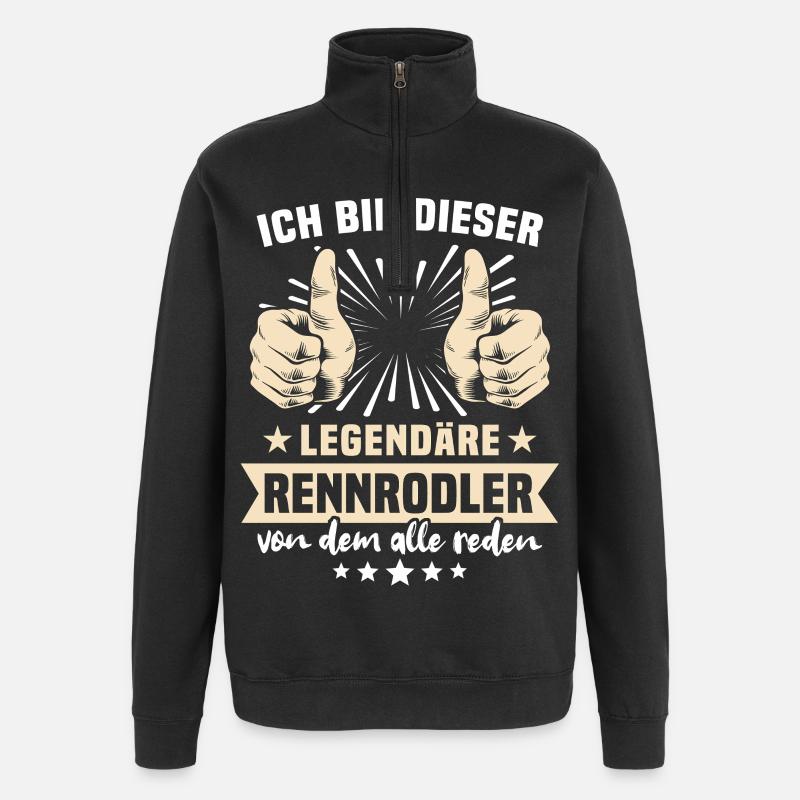 Rennrodler Sprüche - Quarter-Zip-Sweatshirt - Schwarz