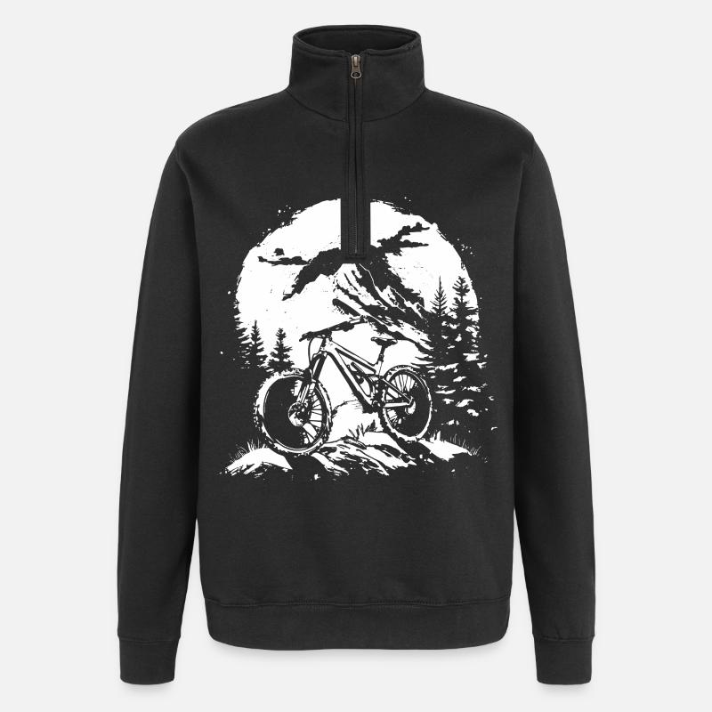 Mountainbiker Grafik - Quarter-Zip-Sweatshirt - Schwarz