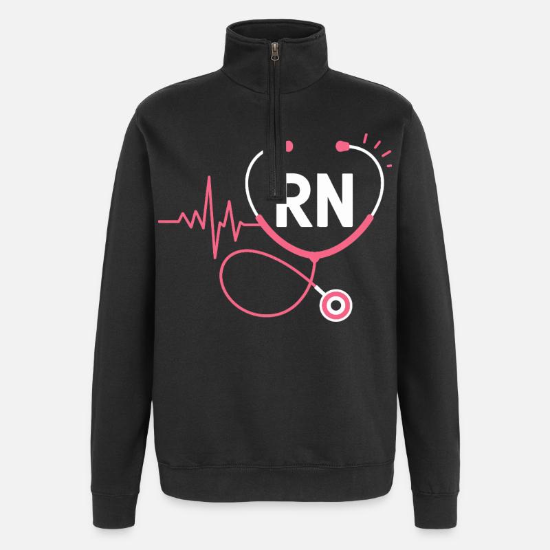RN Herzschlag Stethoskop - Quarter-Zip-Sweatshirt - Schwarz
