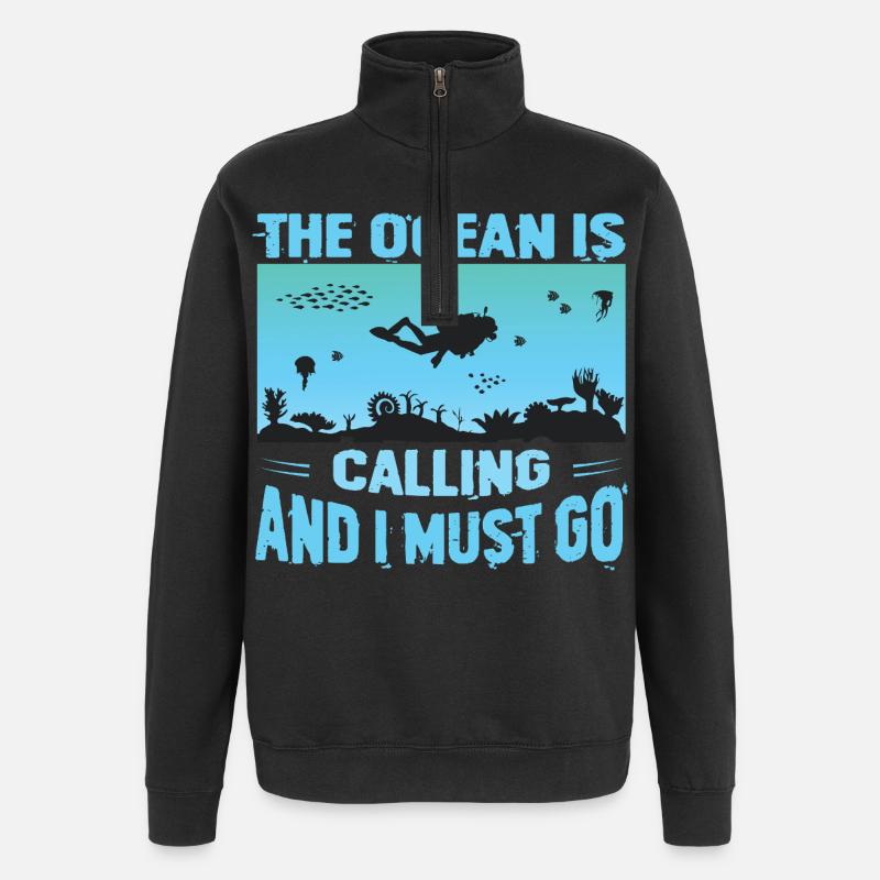 Funny diver design - Quarter-Zip Sweatshirt - black