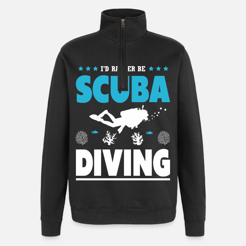 Lustiges Taucher Design - Quarter-Zip-Sweatshirt - Schwarz