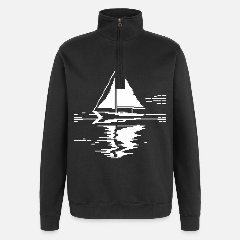 Segelboot Pixel Grafik - Quarter-Zip-Sweatshirt - Schwarz