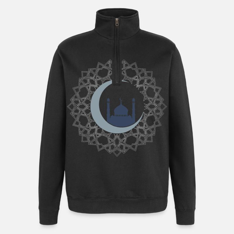 Islamische Kunst-Moschee Halbmond Elegant - Quarter-Zip-Sweatshirt - Schwarz