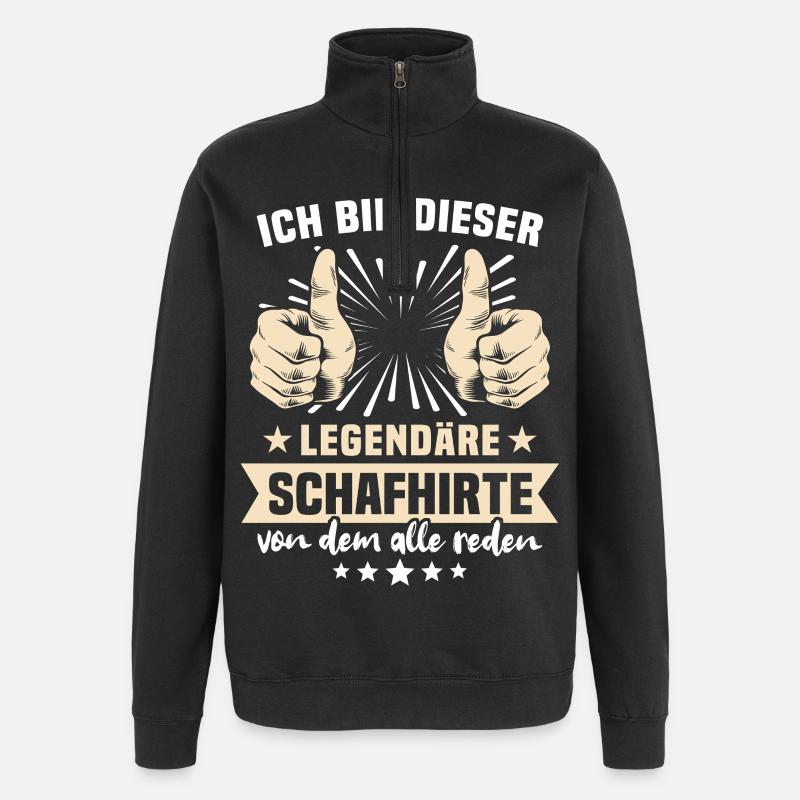 Schafhirte Sprüche - Quarter-Zip-Sweatshirt - Schwarz