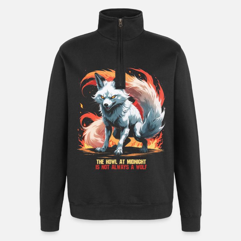 Kitsune Mythological Creatures - Quarter-Zip Sweatshirt - black