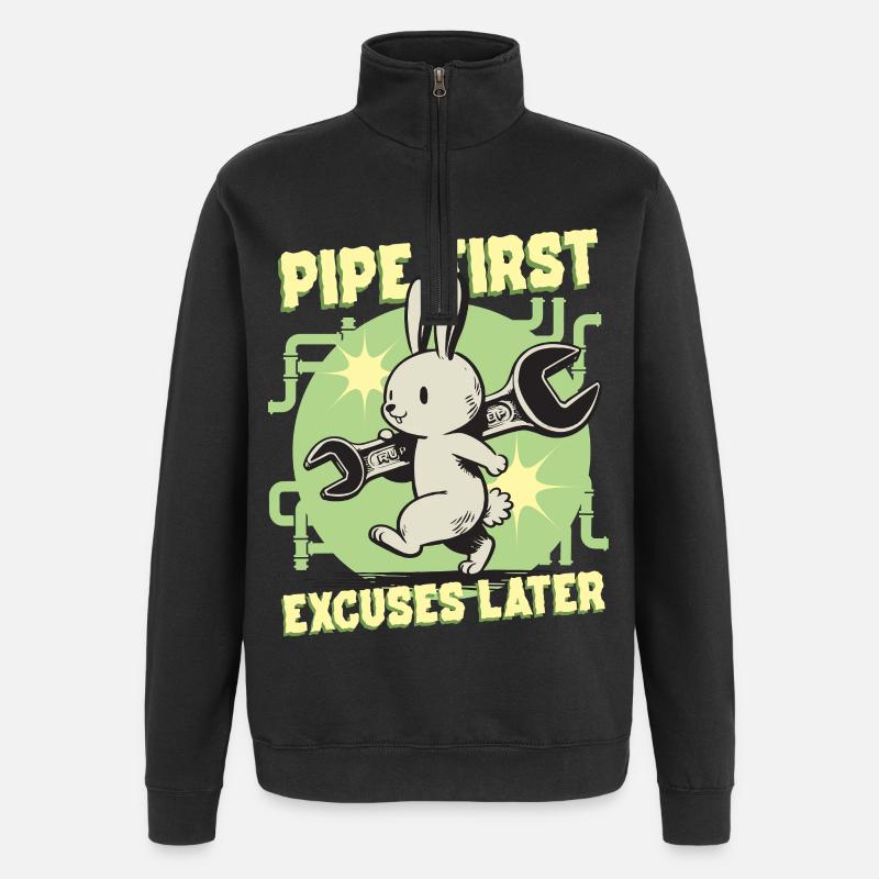 Pipelayer Pipe Builder Pipe First - Quarter-Zip Sweatshirt - black