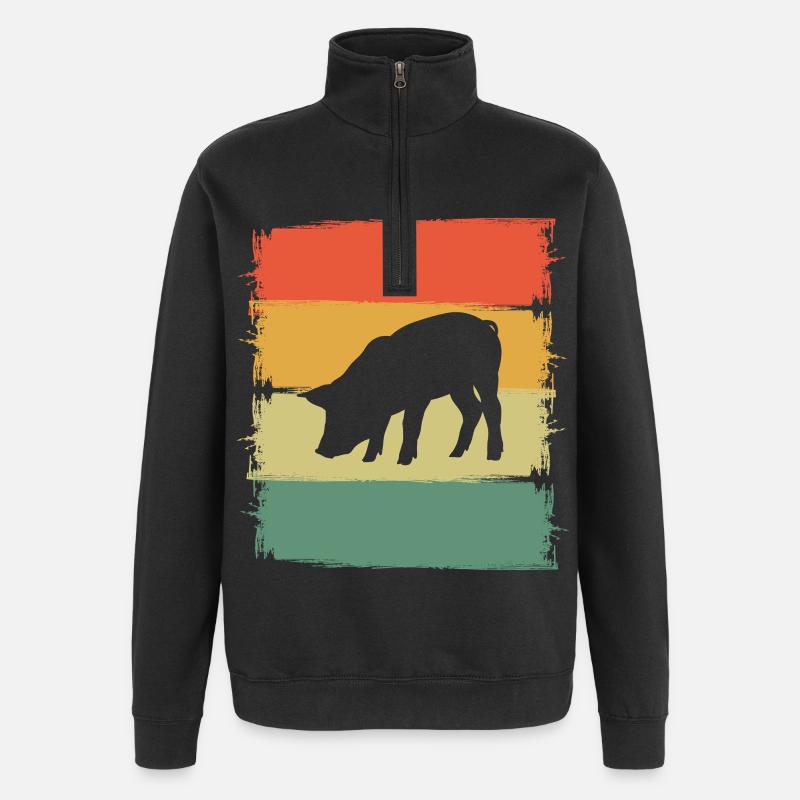 Cochon - Sweat à zip 1/4 - noir