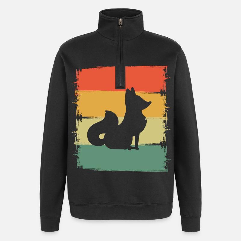 Fox - Quarter-Zip Sweatshirt - black