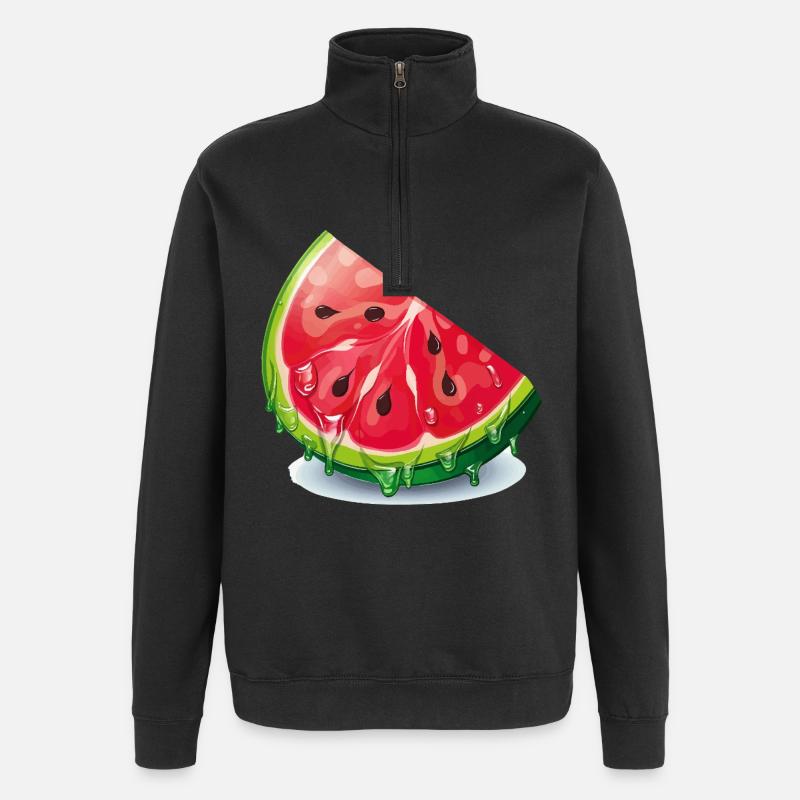 Tranche de pastèque - Sweat à zip 1/4 - noir
