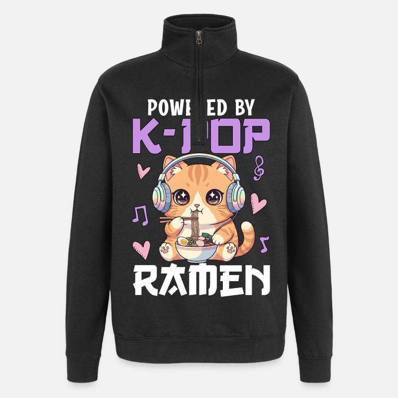Propulsé par des ramen K-Pop - Sweat à zip 1/4 - noir