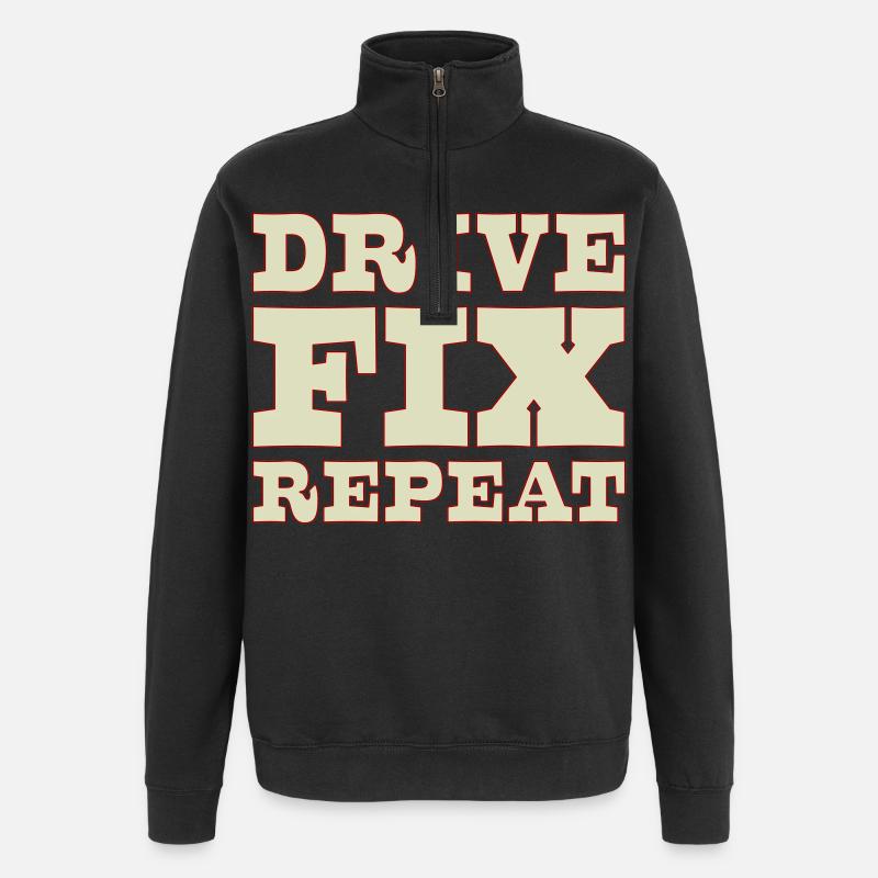 45b_solid_Drive_Fix_Repeat - Quarter-Zip Sweatshirt - black