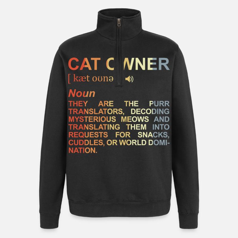 Signification de propriétaire de chat - Sweat à zip 1/4 - noir