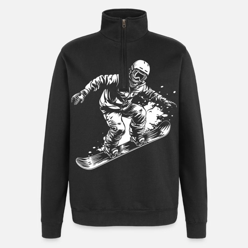 Snowboarder Zeichnung - Quarter-Zip-Sweatshirt - Schwarz