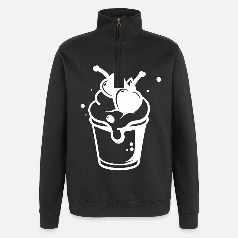Dessin de coupe glacée - Sweat à zip 1/4 - noir