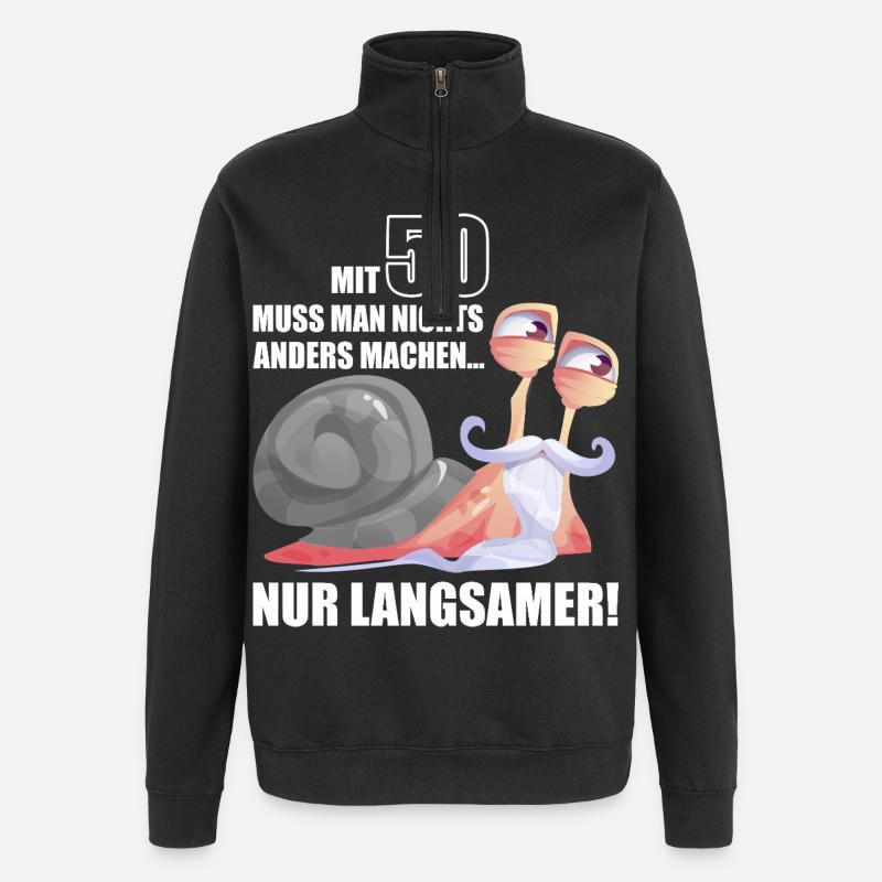 50 Jahre Langsame Schnecke bday - Quarter-Zip-Sweatshirt - Schwarz
