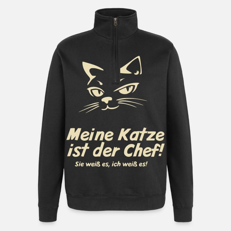 Mon chat est le patron - Sweat à zip 1/4 - noir