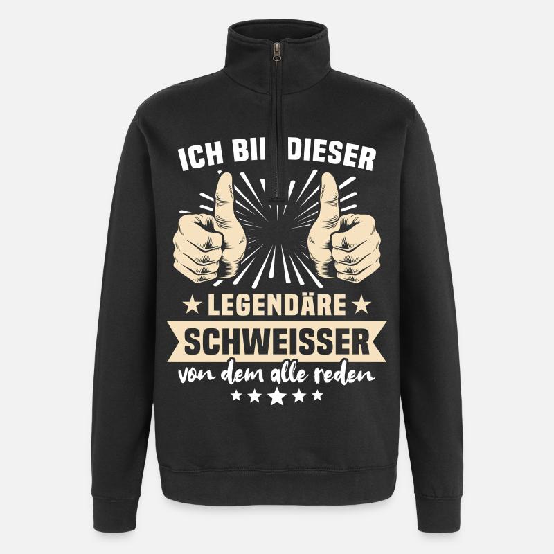 Schweisser Sprüche - Quarter-Zip-Sweatshirt - Schwarz