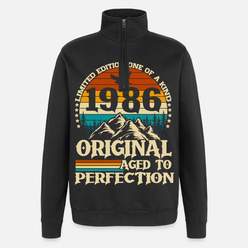 Original 1986 Vintage Retro födelsedagspresent - Tröja med 1/4-dragkedja - svart