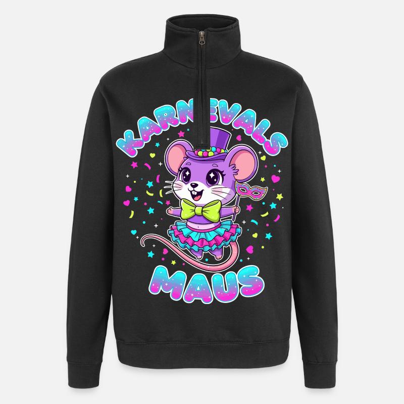 Karnevalsmaus Süß Fasching Kostüm Geschenk Kinder - Quarter-Zip-Sweatshirt - Schwarz