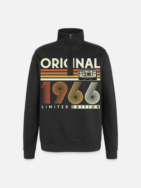 Vintage 1966 Vintage 60-års fødselsdag Retro - Sweatshirt med 1/4 lynlås - sort