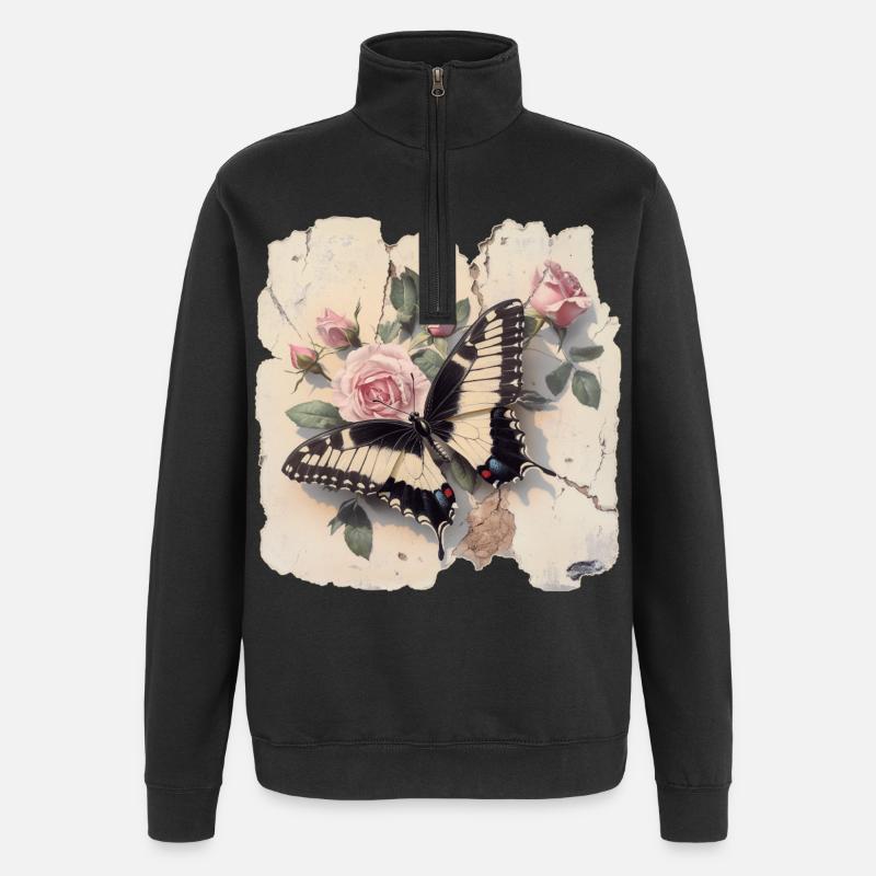 Papillon - Sweat à zip 1/4 - noir