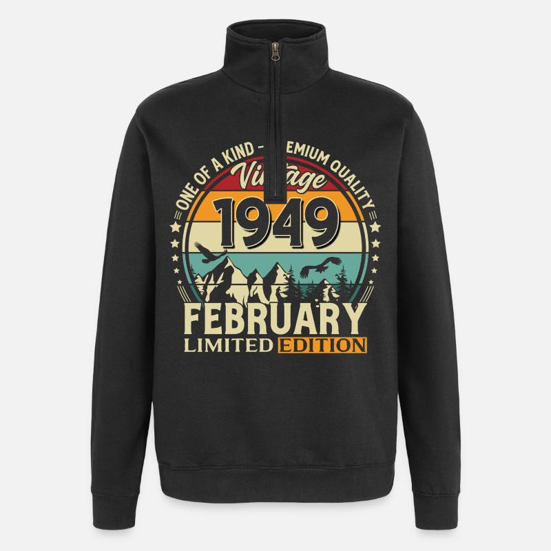 77e anniversaire février 1949 Millésime - Sweat à zip 1/4 - noir