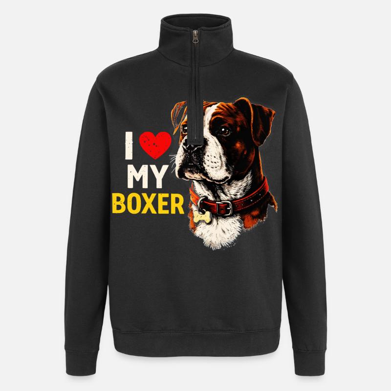 Ich Liebe mein Boxer - Quarter-Zip-Sweatshirt - Schwarz