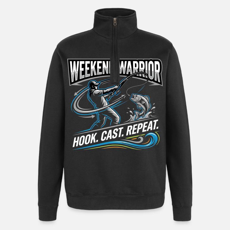 Weekend Warrior Hook Cast Repeat Angler - Quarter-Zip Sweatshirt - black