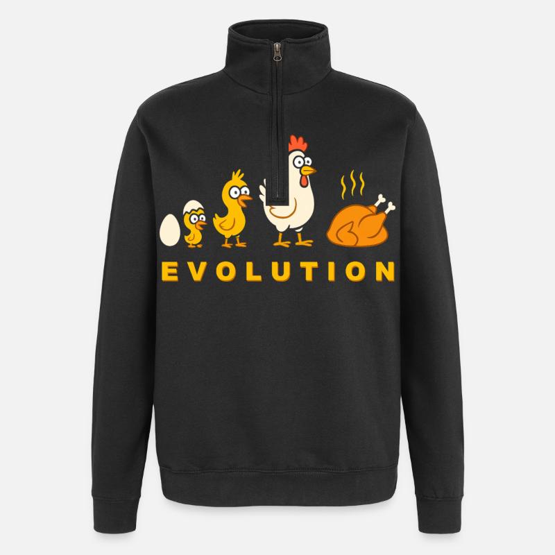 Evolution Chicken Broiler Chicken Funny - Quarter-Zip Sweatshirt - black