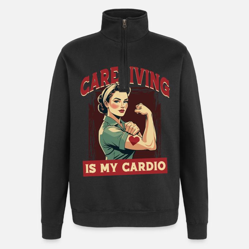 Infirmière, soins gériatriques - Sweat à zip 1/4 - noir