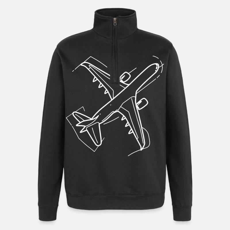 Airplane Drawing - Quarter-Zip Sweatshirt - black