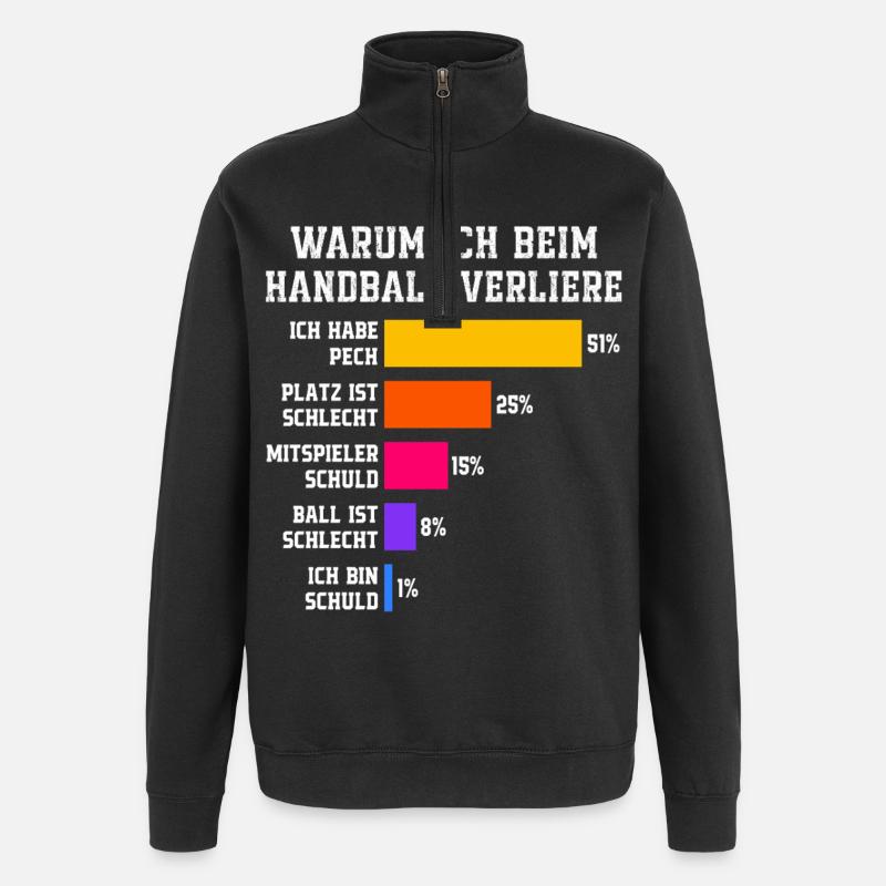 Pourquoi je perds au handball - Sweat à zip 1/4 - noir