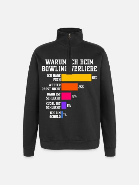 Why I lose at bowling Bowling - Quarter-Zip Sweatshirt - black