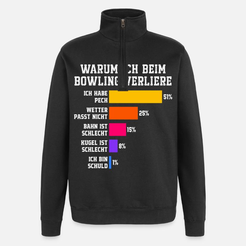 Pourquoi je perds au bowling Bowling - Sweat à zip 1/4 - noir