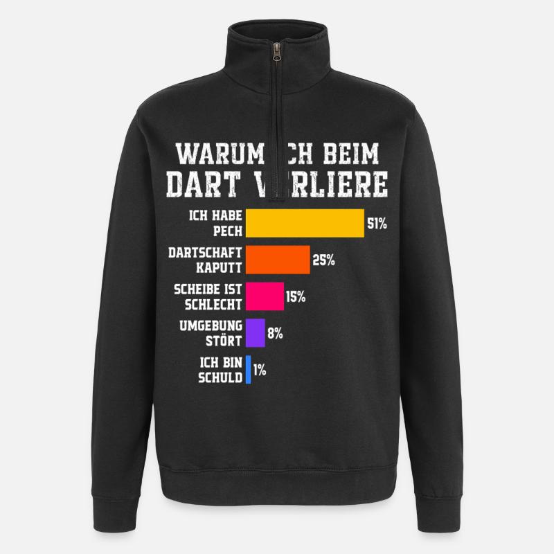 Warum ich beim Dart verliere Darts - Quarter-Zip-Sweatshirt - Schwarz