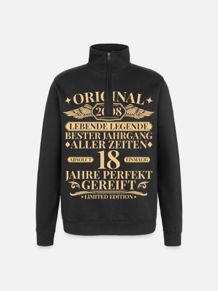 Vintage 2008 Year Legend 18-års fødselsdag - Sweatshirt med 1/4 lynlås - sort