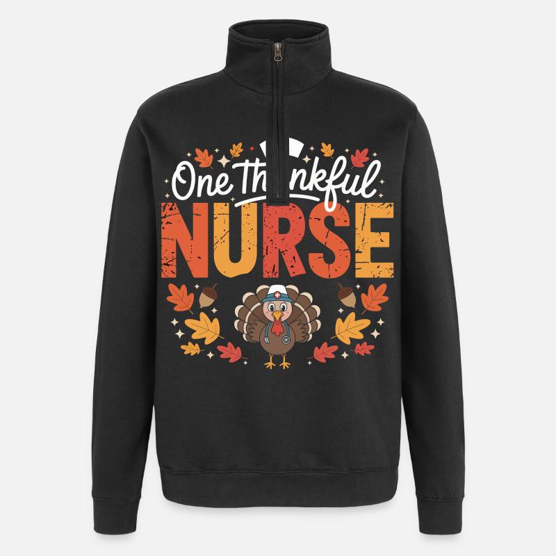 Dankbare Pflegekraft Truthahn - Quarter-Zip-Sweatshirt - Schwarz