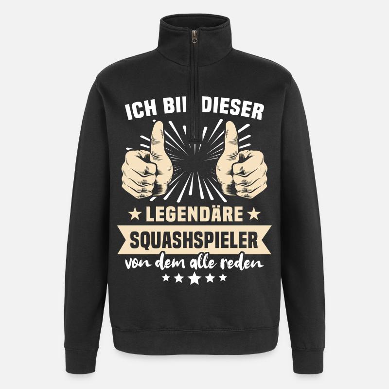 Squashspieler Sprüche - Quarter-Zip-Sweatshirt - Schwarz