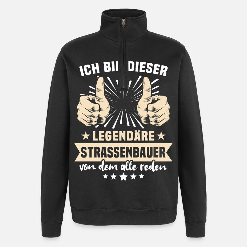 Strassenbauer Sprüche - Quarter-Zip-Sweatshirt - Schwarz