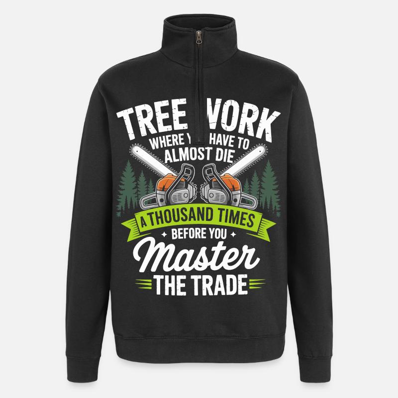 Kettensägen Meisterschaft im Wald - Quarter-Zip-Sweatshirt - Schwarz