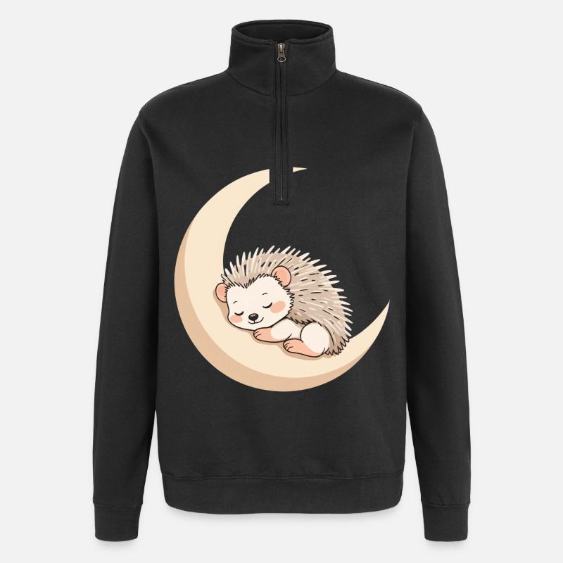 Mondschlaf Igel - Quarter-Zip-Sweatshirt - Schwarz