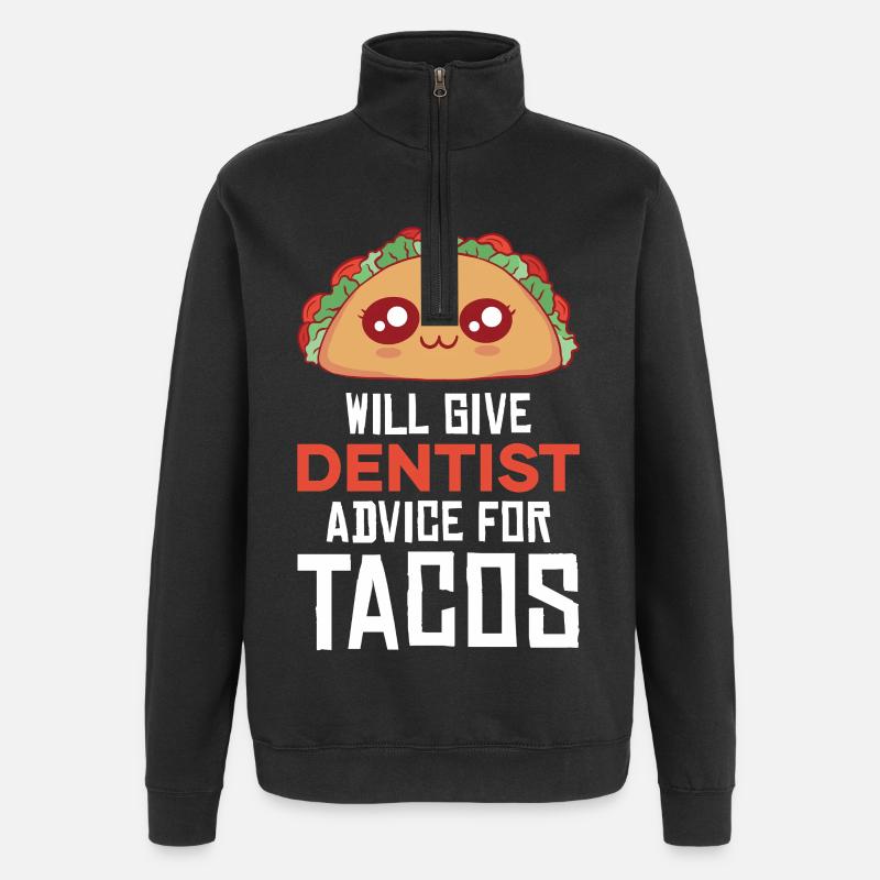 Cuddly taco with dentist joke - Quarter-Zip Sweatshirt - black