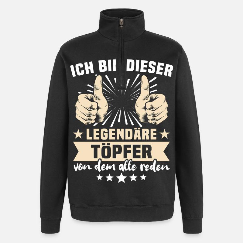 Töpfer Sprüche - Quarter-Zip-Sweatshirt - Schwarz