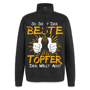 Töpfer Geschenkidee - Quarter-Zip-Sweatshirt - Schwarz - Vorne - AI Model Female 172 light (172cm) & AI Model Male 178 dark (178cm)