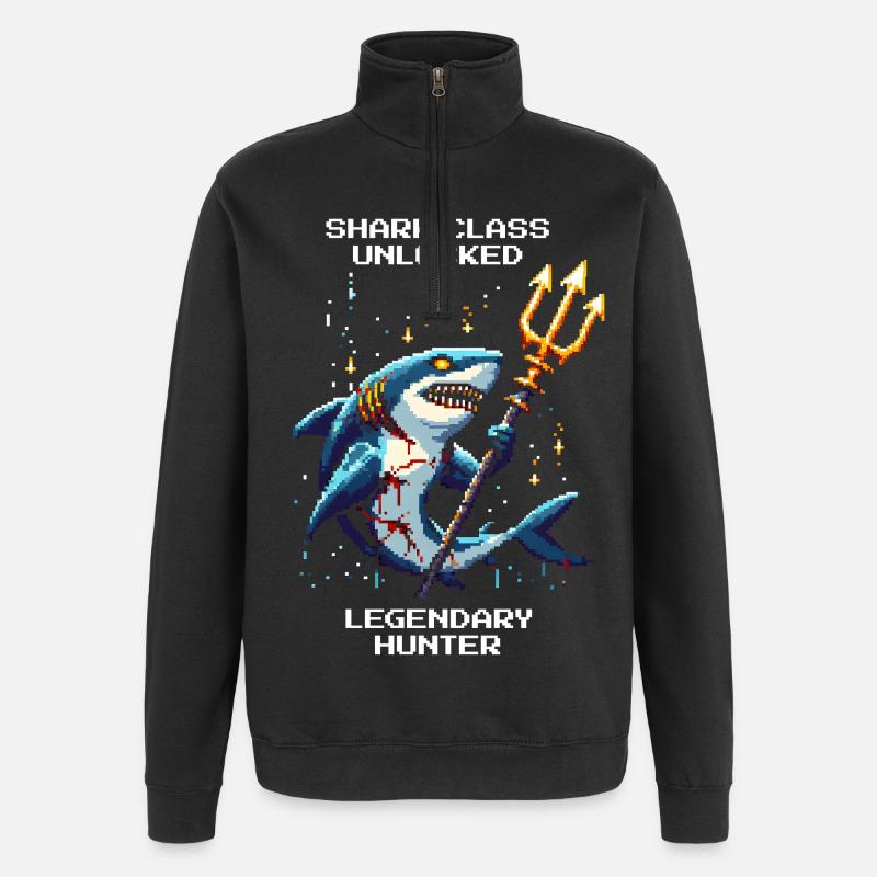 Shark Class Unlocked | Legendary Hunter - Quarter-Zip Sweatshirt - black
