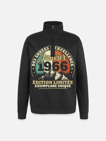 Regalo di compleanno vintage gennaio 1966 - Felpa con zip 1/4 - nero